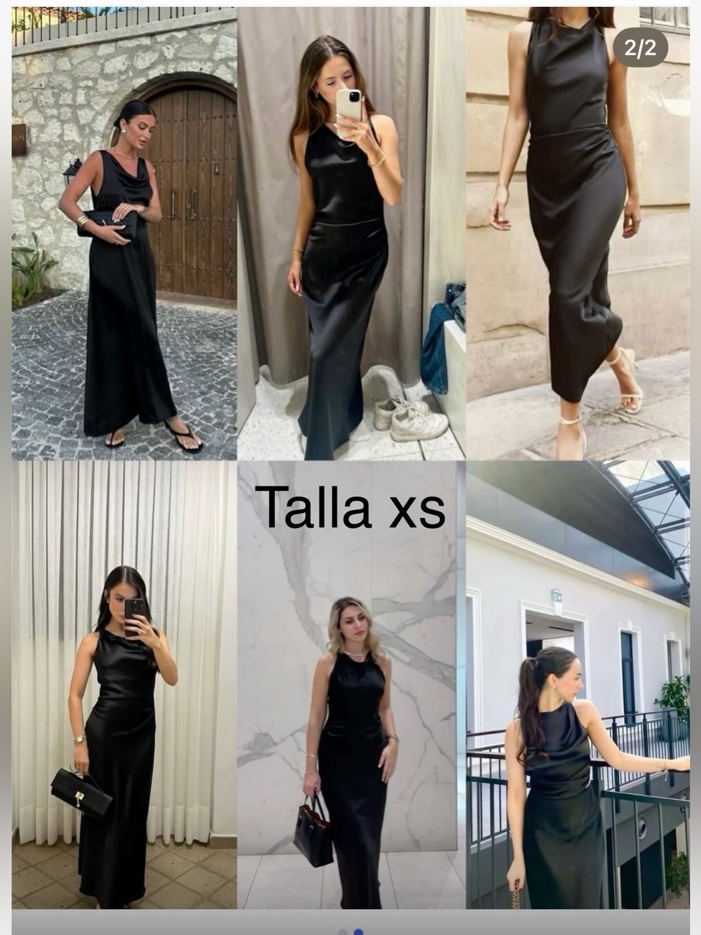 Zara Black Satin Cowl-Neck Maxi Dress